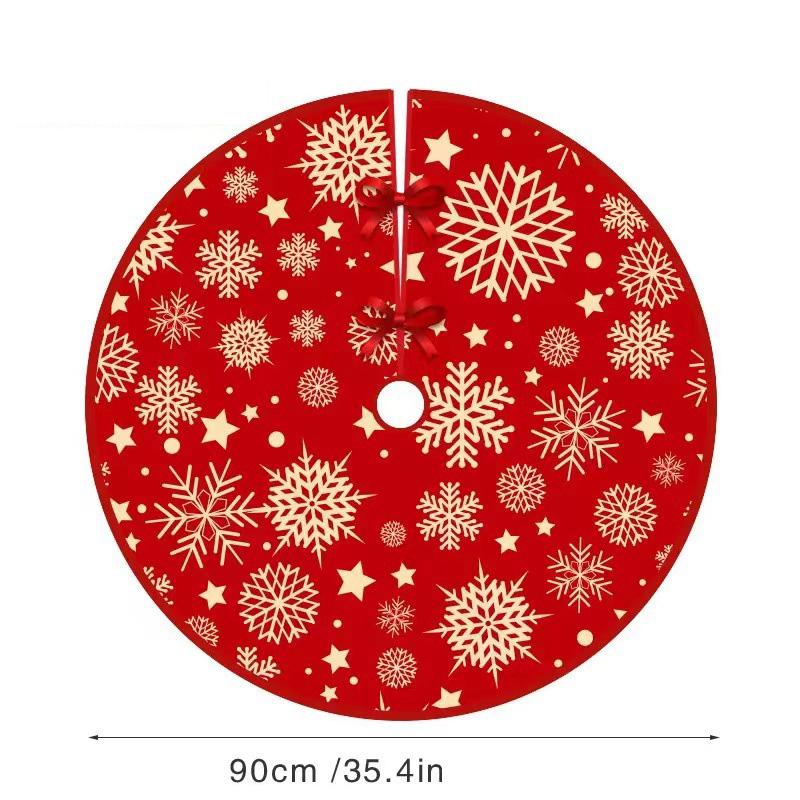 90cm Christmas Tree Skirts Santa Claus Printed Xmas Tree Bottom Decor Mat Merry Christmas Decoarations Home Party Supplies
