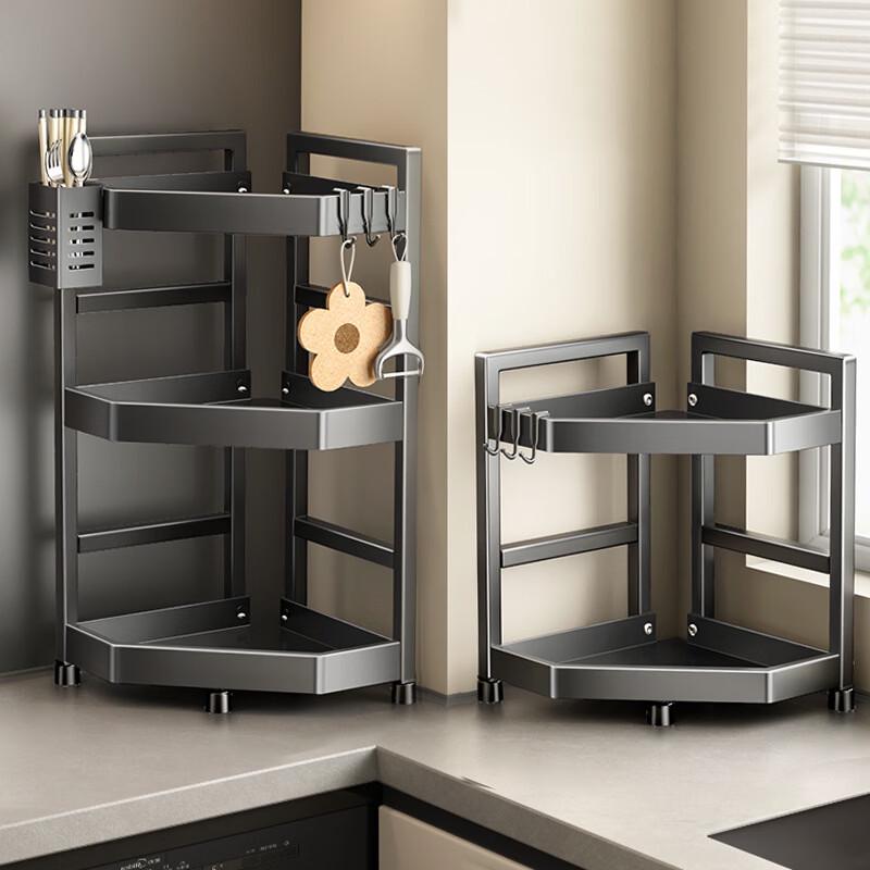 Gunmetal Stainless Steel Kitchen Corner Shelf