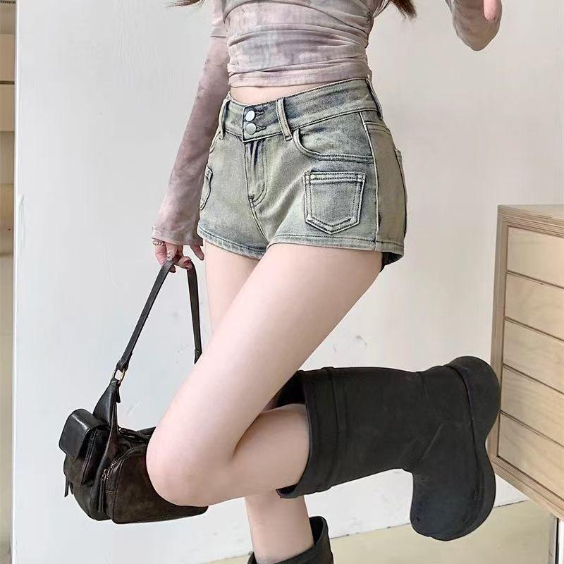 

Fashion Y2g Low Waist Multi-Pocket Draping Denim Blue S