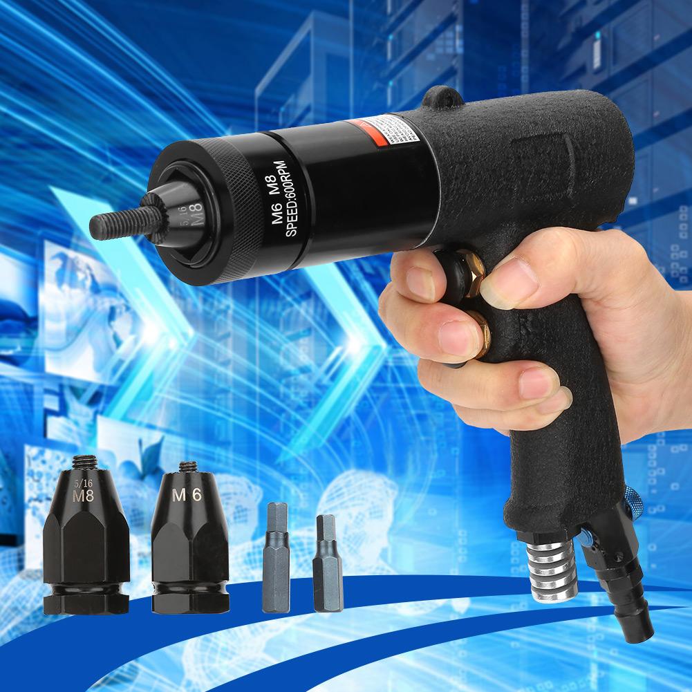 Pneumatic Riveting Gun Air Rivet Gun Automatic Air Riveter Nut Gun Tools Metal Plate Pipe Riveting Tools Self-Locking Design