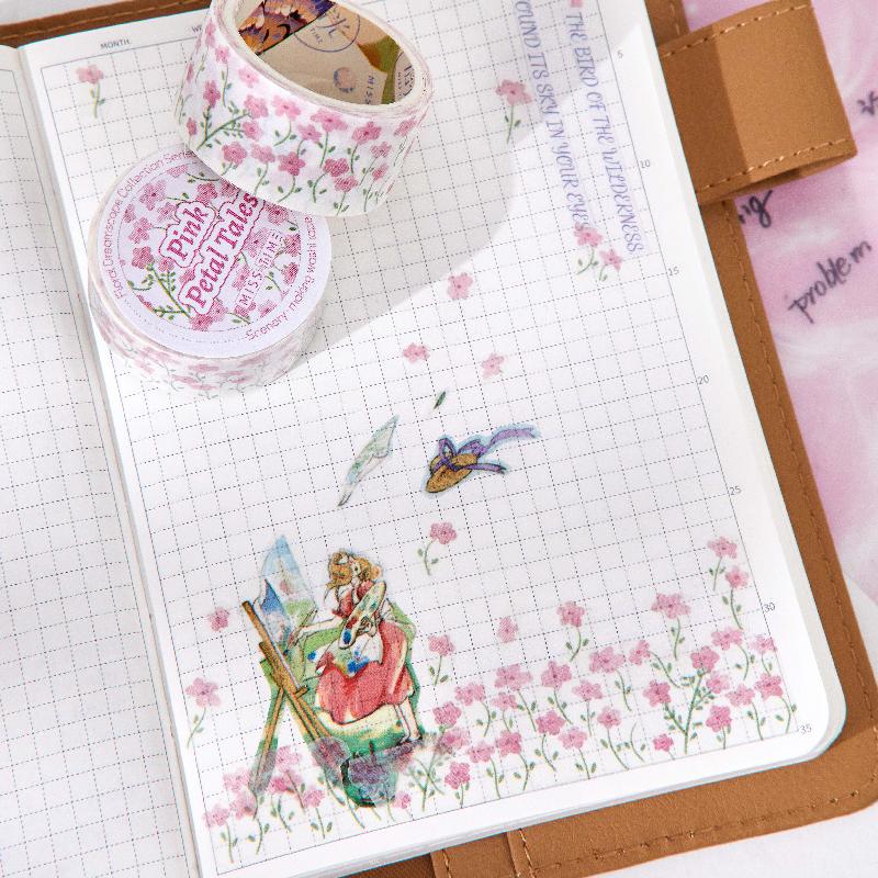 20mm * 2m Flower Collection Series Ins Plant Flower Washi Tape Creative Collage DIY Diary Scrapbook Aesthetic Masking Tape