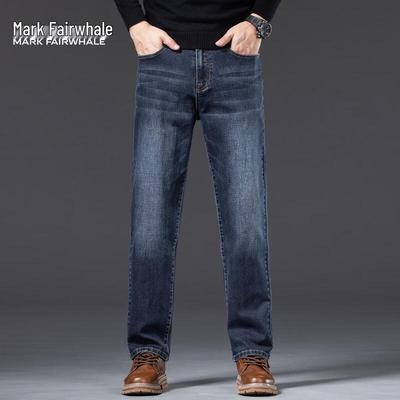 Mark Fairwhale Men's Straight-Leg Business Casual Stretch Jeans