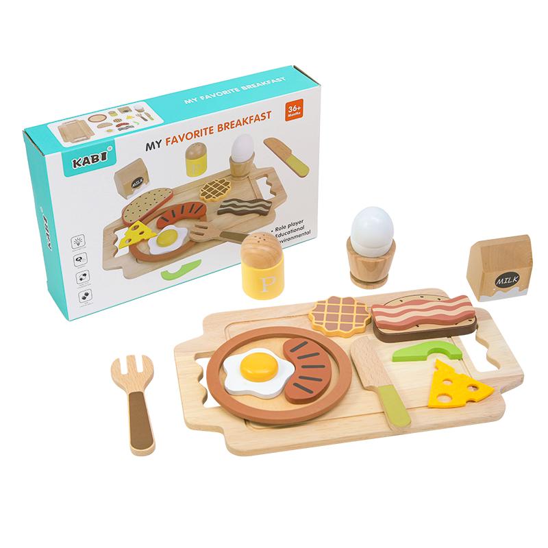 

Toys Educational Accessories Simulation Kitchen Pretend Toy Wooden Breakfast Cooking Set Kitchen Montessori Toy For Gifts Kids