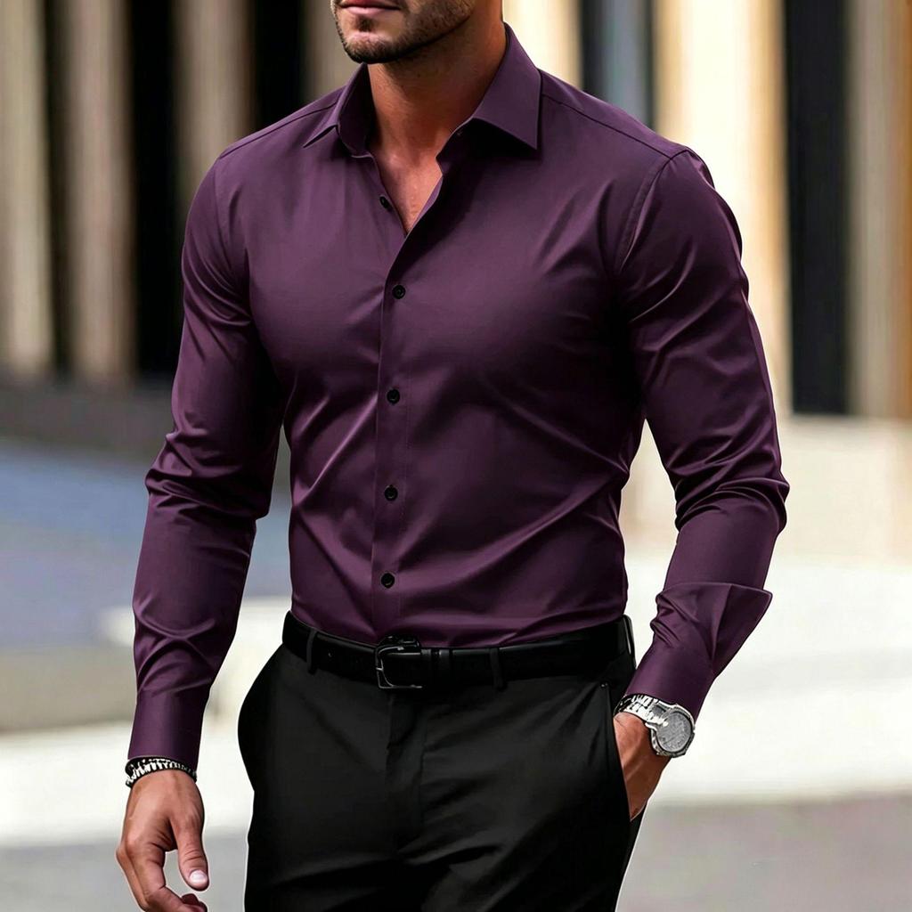 Men's Long Sleeve White Formal Shirt - Slim Fit, Plus Size, Business & Workwear Options Available