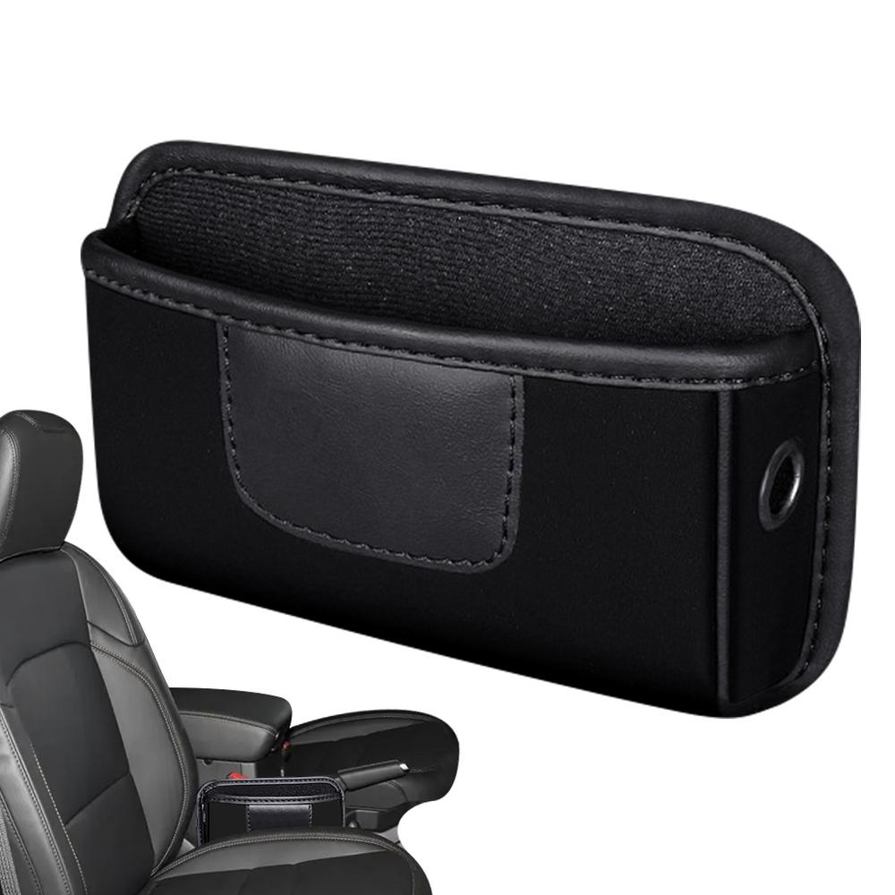 Auto Door Pocket Organizer Car Sticky Storage Bag Adhesive Door-Side Storage Pouch Artificial Leather For Center Console Items