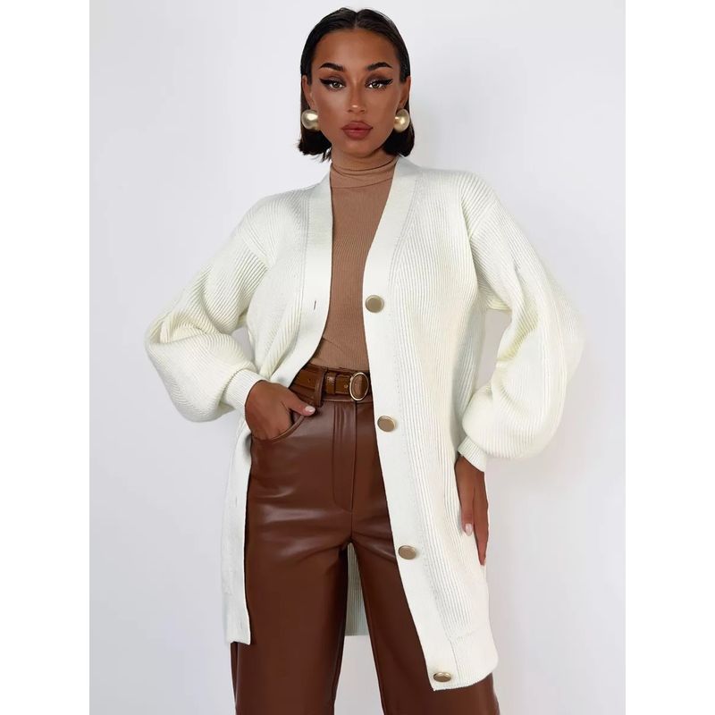 Fashion Sweater Outwear Pure Color Casual Cardigan Loose Knitting Breasted Women Knitted Jacket
