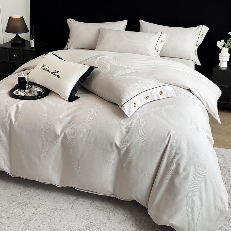 A-Class Long-Staple Cotton Luxury 4-Piece Thick Embossed Bedding Set