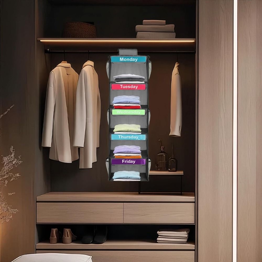 Foldable Kids Daily Clothes Organizer Side Pockets Closet Hanging Storage Bag  Socks