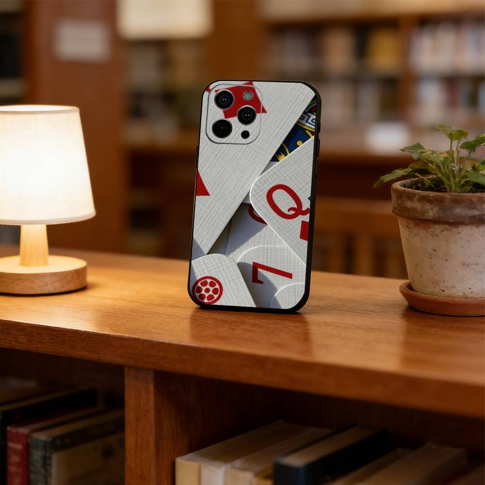 Poker Phone Case For iPhone 17, 16,15,14,13,12,11 Plus,Pro Max, Others Soft Black Cover