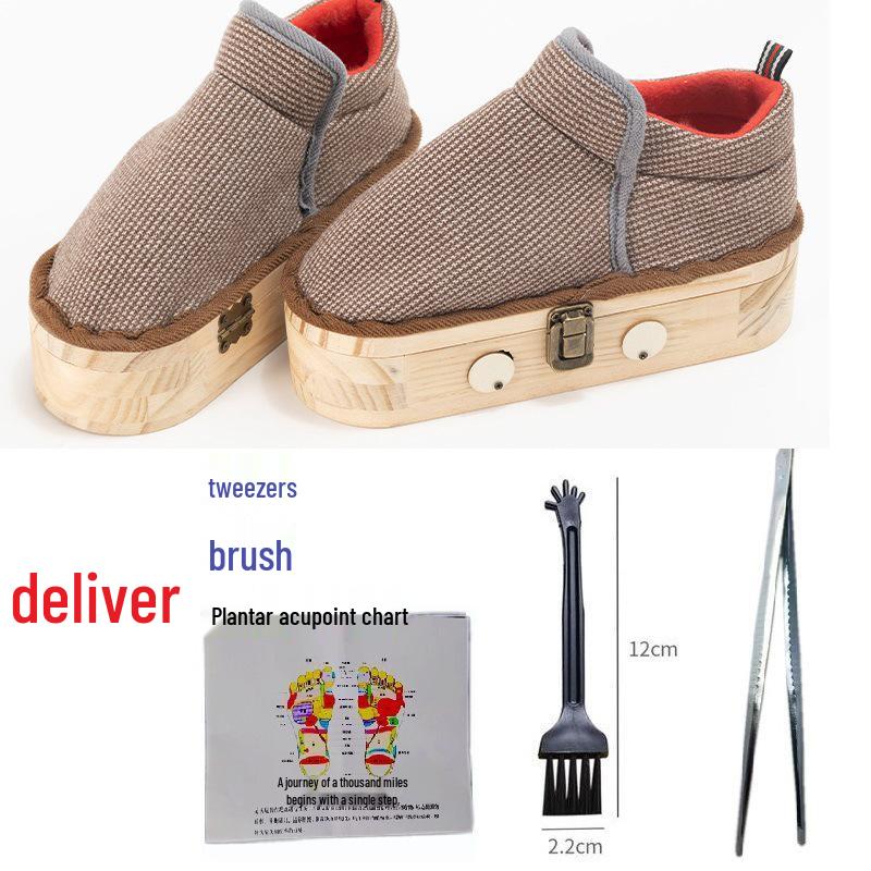 

Деревянные сандалии для моксотерапии стоп открытым огнем с тепловым компрессом