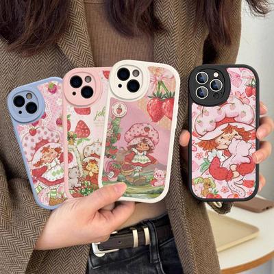 Animated S-Strawberry S-Shortcake Phone Case For IPhone 16 15 14 11 12 13 Pro Max Plus Back Leather Shell