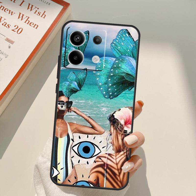 Surf Beachy Blue Summer Collage Funda For Xiaomi Redmi Note 14 13 10 11 12 15 Pro Plus Case For Redmi 15 14C 12C 10C 13C 15C