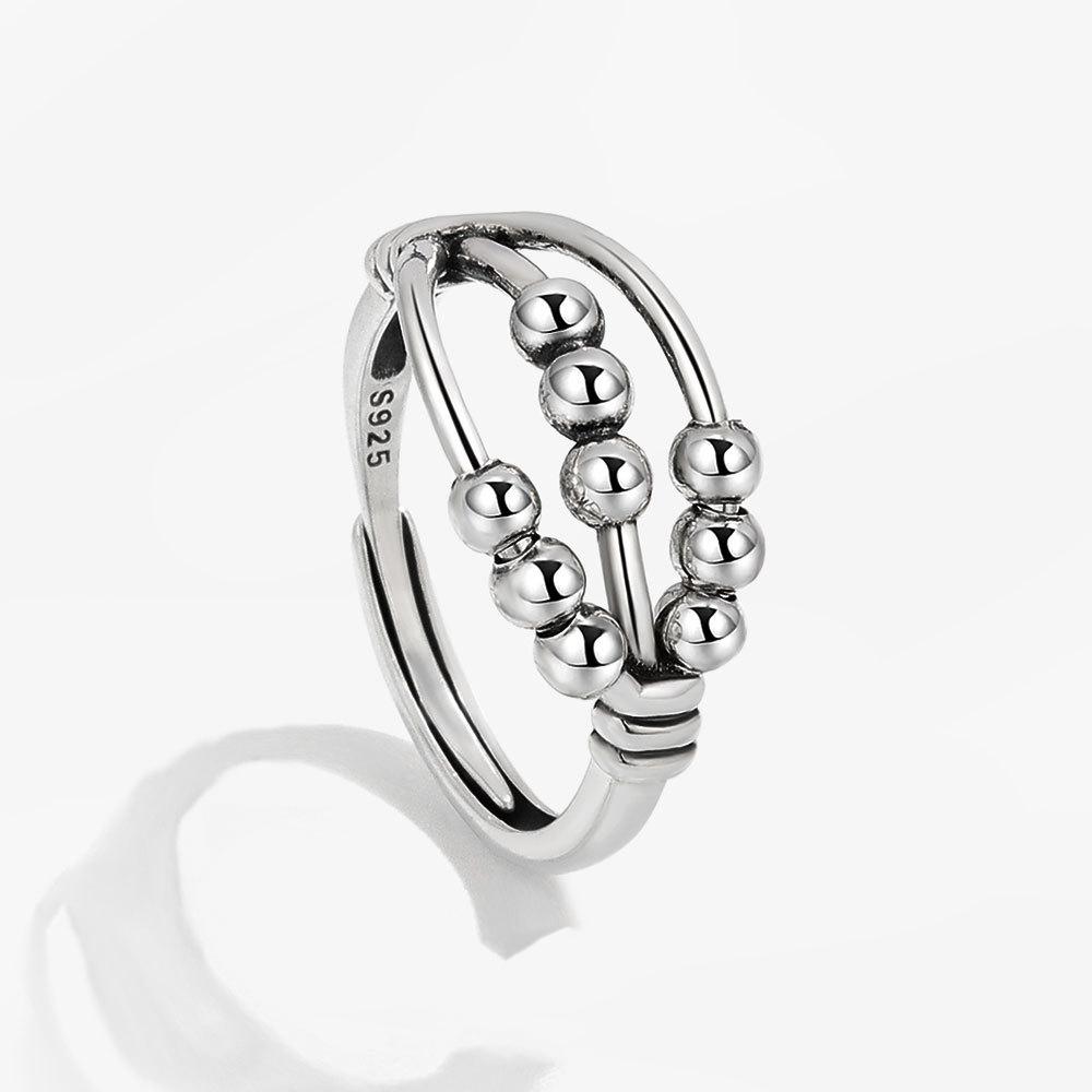 Anti Stress Anxiety Silver Ball Rings 925 Women Men Spinner Fidget Rings Vintage Gold Couple Anillos Jewelry Gift