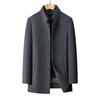 Men's Winter Woolen Coat with Mink Fur Collar and Duck Down Liner