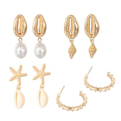 4Pairs/Set Bohemia Women Shell Conch Statement Earrings Drop Dangle Earrings