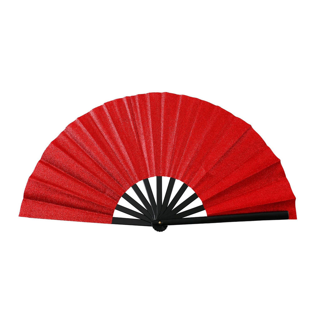 New Foldable Bamboo Fan 33cm Lightweight Holding Laser Colors Hand Fan Portable PVC Clack Clapping Fans for Line Dancing