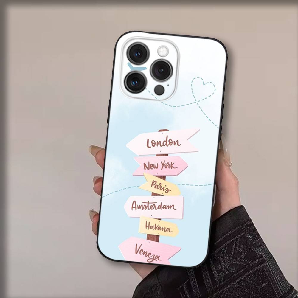 Travel Plan Phone Case For iPhone 17,16,15,14,13,12,11,Pro,Max,Plus,Air,X,XS,XR,SE,8,7,Mini,Soft Black Funda