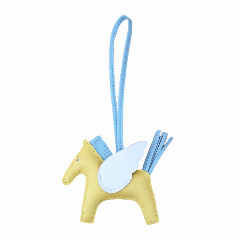 Engel Pegasus Handgenähter Lammfell Taschenanhänger - Niedliche Damenhandtaschen Dekoration & Autoschlüsselanhänger