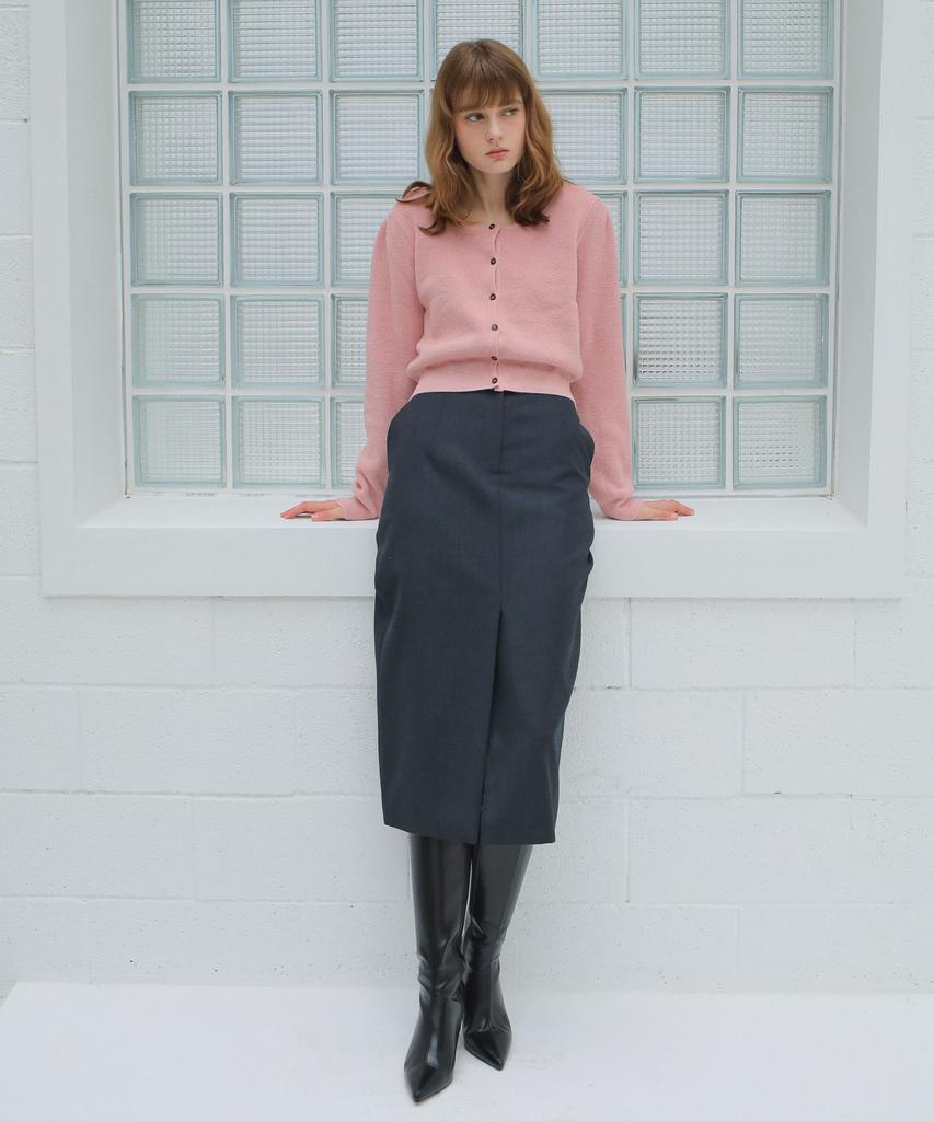 Paul And Alice High Waist Wool Skirt / Dark Gray