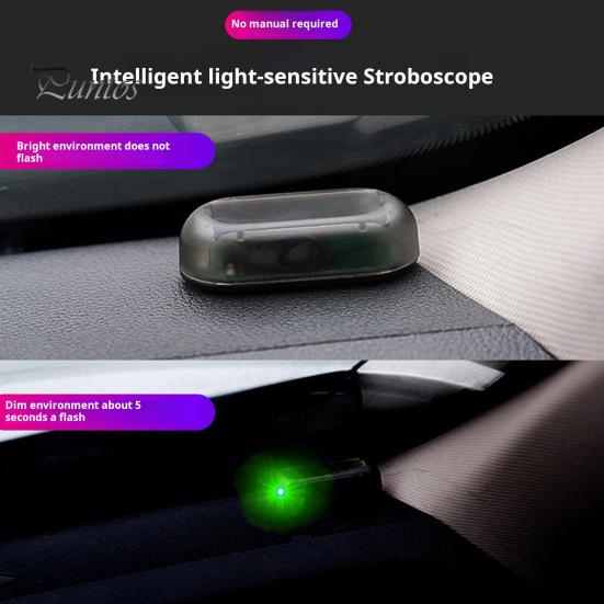 Varovná kontrolka solárního napájení automobilu Simulovaná fiktivní výstražná kontrolka LED proti krádeži Blikající bezpečnostní kontrolka Kontrolka proti krádeži automobilu s nabíjením USB