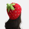 Warm Strawberry Pullover Cap Soft Skiing Hat Novelty Knitted Fruit Hat  Winter Head Accessory