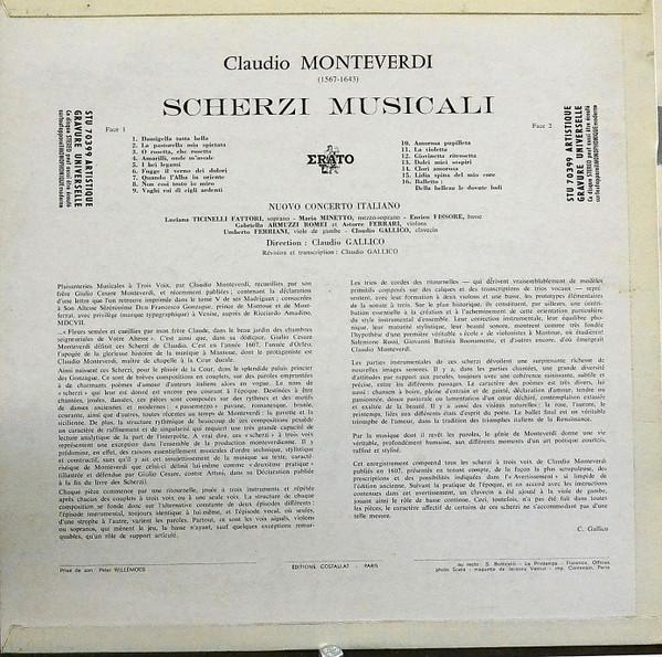 

LP Record CLAUDIO MONTEVERDI NUOVO CONCERTO Scherzi Musicali STU70399 Erato France Classical Used