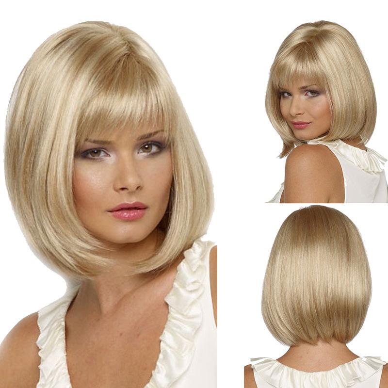 Европейский короткий парик женский модный прямой парик с челкой 1 pcs