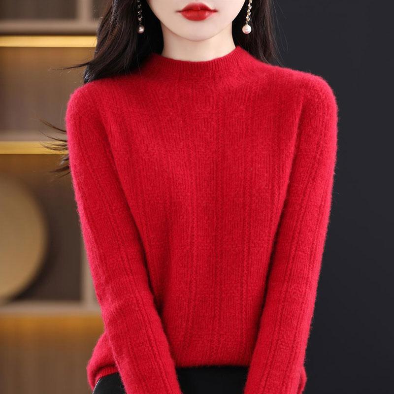 Dámský kašmírový svetr Qinghe kašmír 30% kašmír 70% vlna Dámský podzimní a zimní kašmírový svetr měkký a teplý