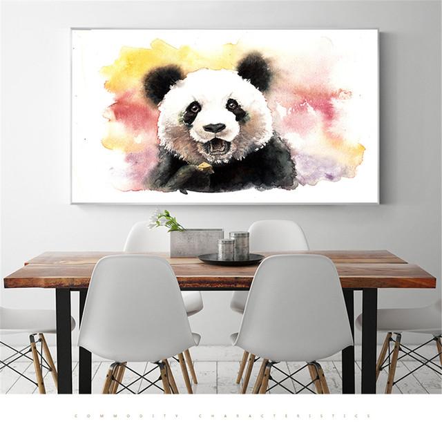 Abstrakte Malerei Panda Sonnenaufgang Nebel Leinwand Kunst Ölgemälde Nordic Sytle Kinder Dekoration Wohnzimmer Wohnkultur