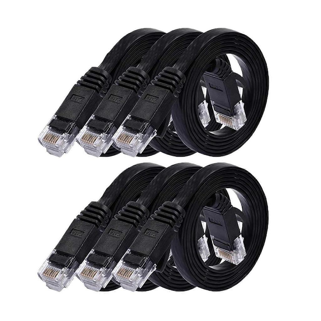 6 Pack Cat5 Ethernet Cable 500cm - Cat6 Internet Network Cables - Short Flat Patch Cable - 500cm Computer Cable - Black,KoleZy
