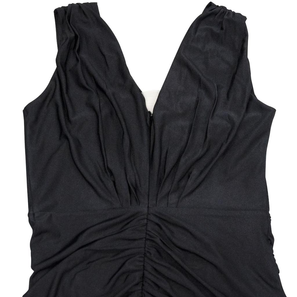 Mote Damekjole Ensfarget V-hals Ermeløs Plissert Lange Kjoler