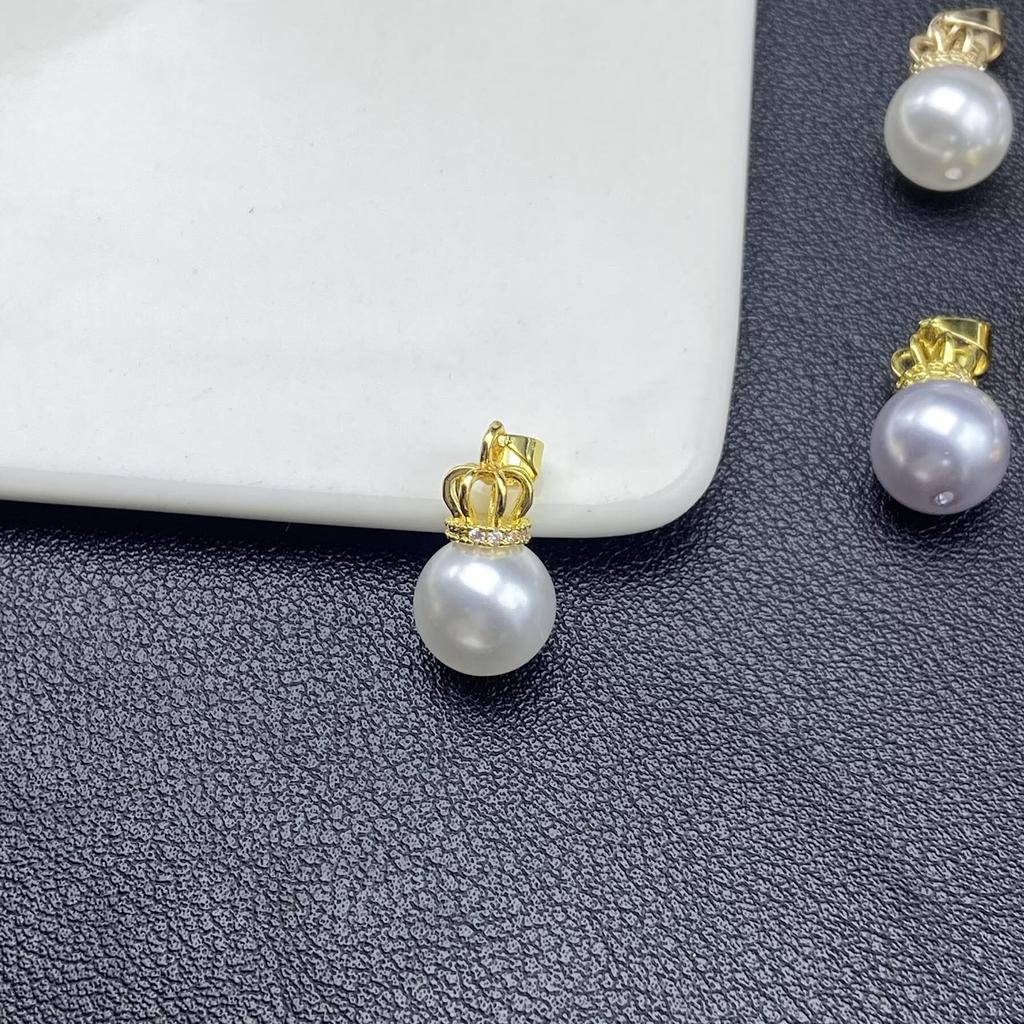 Zircon Crown Freshwater Pearl Pendant Necklace with Color-Preserving Earrings and Ear Cuffs - Fashion DIY Handmade Jewelry Accessories