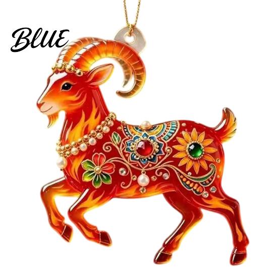 Decorative Hanging Ornaments for Tree 2PCS Christmas Goat Ornaments 2D Acrylic Festive Party Supplies Pendants Lightweight Holiday Home Decor