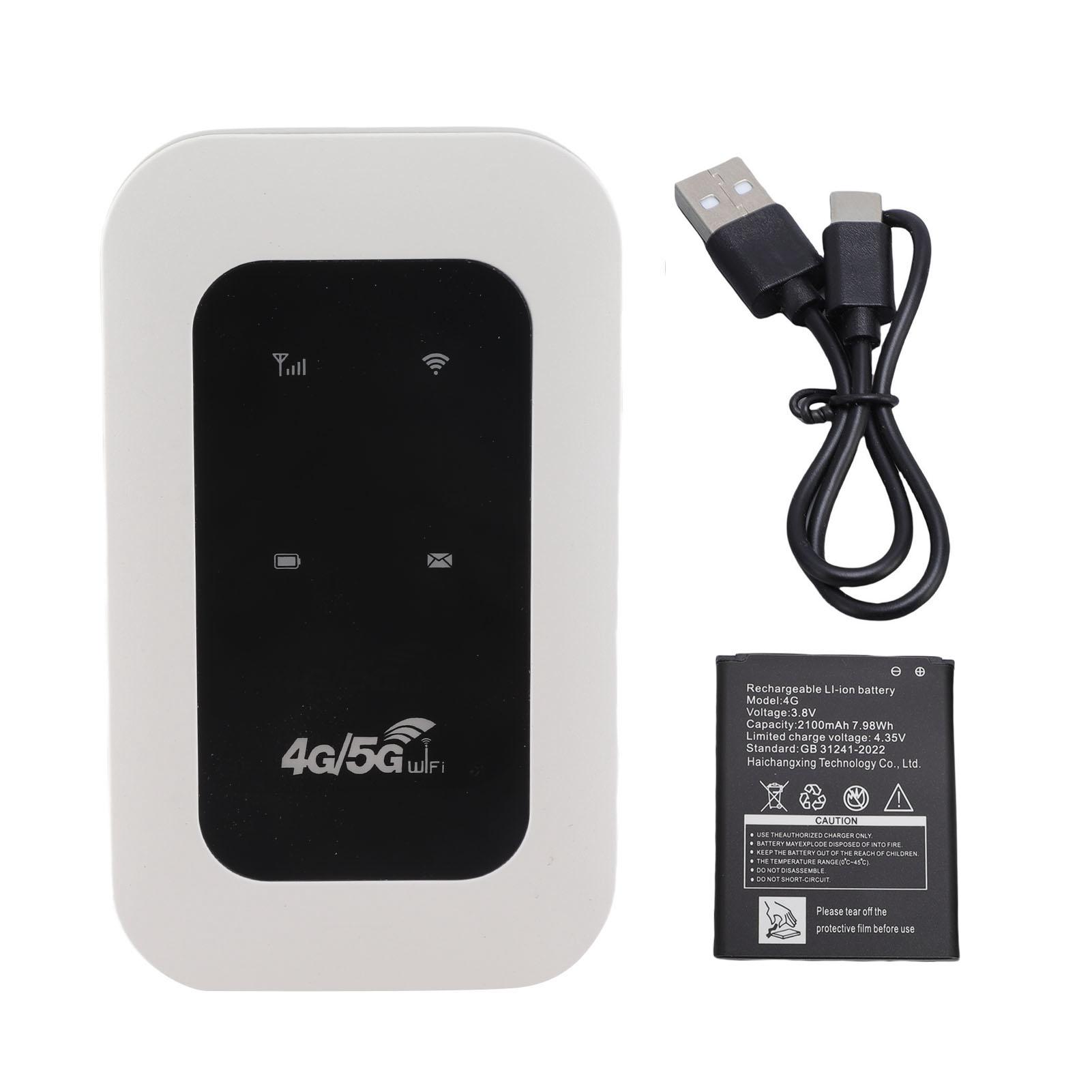 

Portable 4G Router 300Mbps LTE CAT4 Mobile WiFi Hotspot Device USB C Powered 2100mAh Support Connect 10 Devices білий
