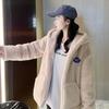 Autumn and winter new leather coat women's medium and long plush coat versatile loose thickened furry warm coat tide