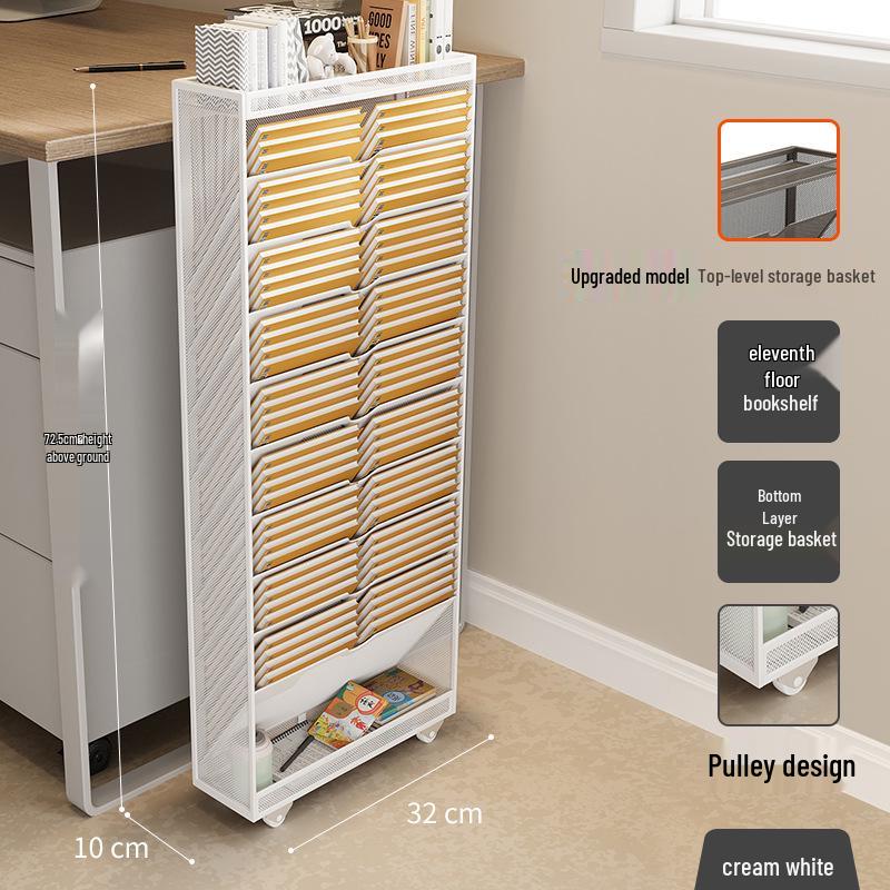 Wrought Iron Movable Edge Bookshelf & Bookend with Children's Side Storage