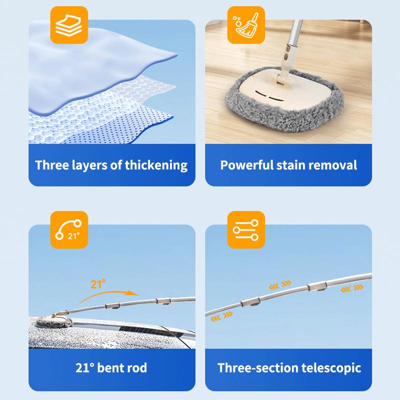 SEAMETAL Three Section Telescopic Car Washing Mop Super Absorbent Car Detailing Cleaning Mop Window Wash Tool Dust Wax Mop Soft