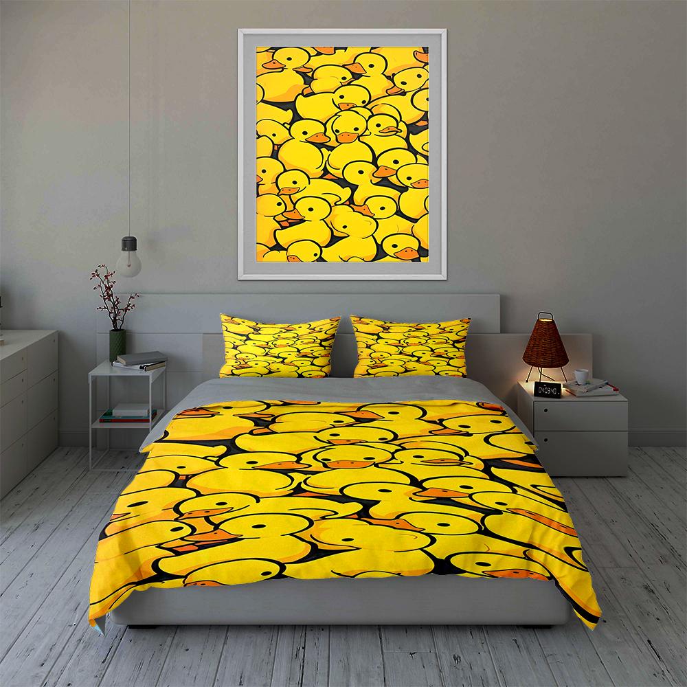 Yellow duck pattern. Bedding Duvet cover sets Duvet covers Pillowcases gifts (1 * Duvet Cover 2 * Pillowcases, without duvet insert)