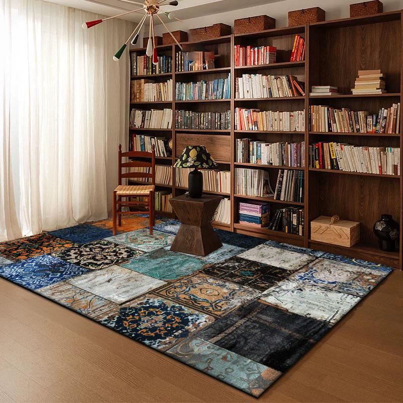 Geometrischer abstrakter Teppich für Wohnzimmerdekor Arbeitszimmer zu Hause Große Flächenteppiche Schlafzimmer Bettseite Waschbar Rutschfest Weiche Bodenmatte