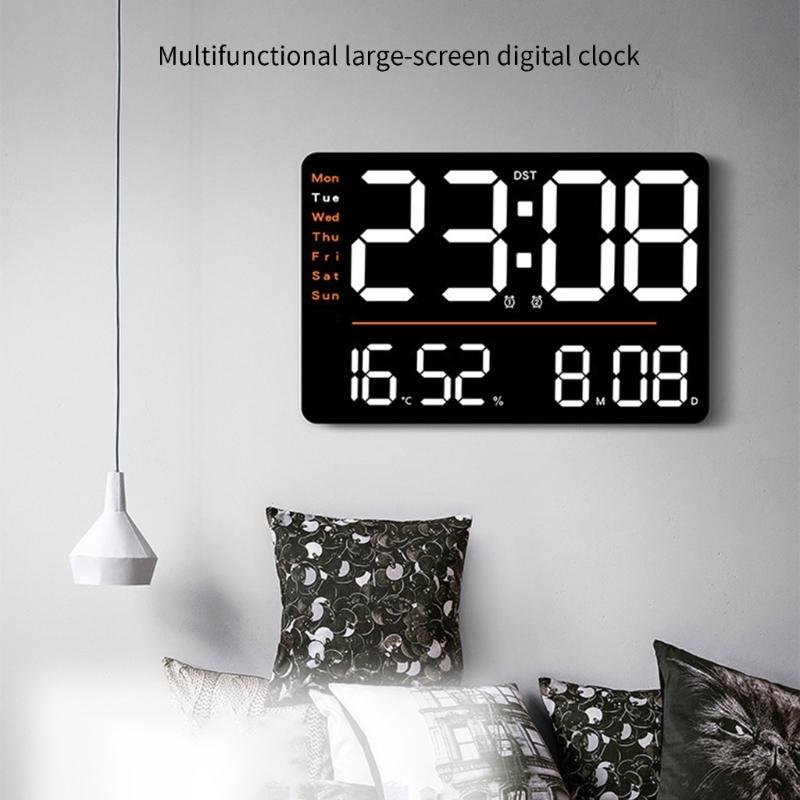 Precisions Temperature Hygrometer Digital Clock with Large LED Display Screen Brightness Adjustment Timer for Home Office