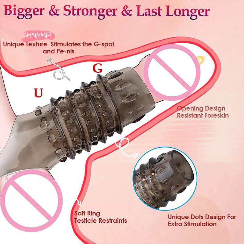 Condoms Penis Extender Sleeve Dick Enlargement Delay Ejaculation Erotic Penis Rings Anal Sex Toys For Men No Vibrator For Women