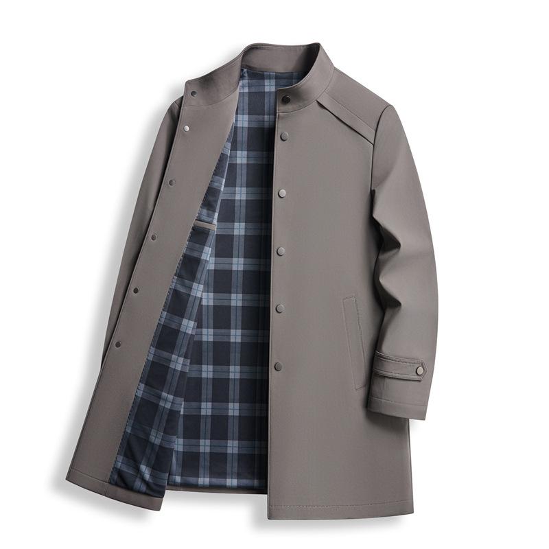 

Мужская ветровка средней длины с воротником-стойкой для среднего возраста, новая модель весна-осень, деловая повседневная куртка для папы среднего возраста 4XL