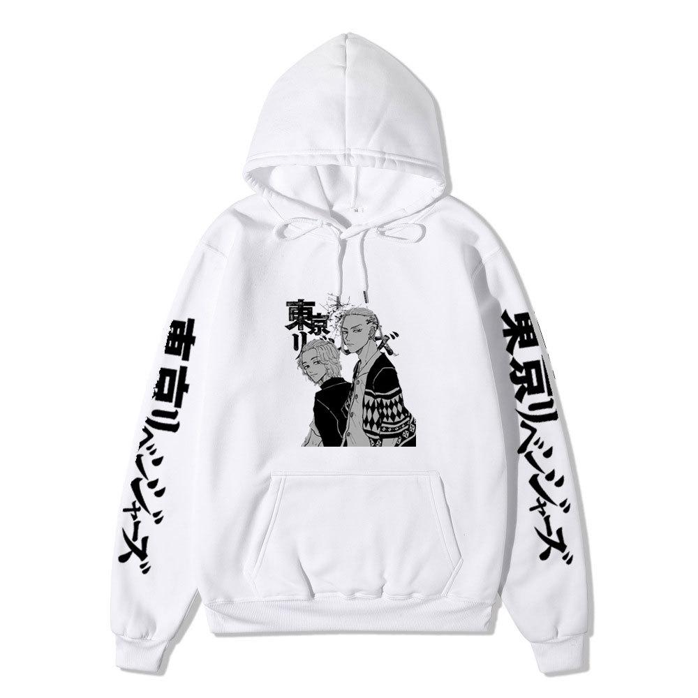 Tokyo Revengers Two Characters Unisex Fleece Hoodie Autumn Winter Black White Manga Print Long Sleeve Anime Pullover Sweatshirt