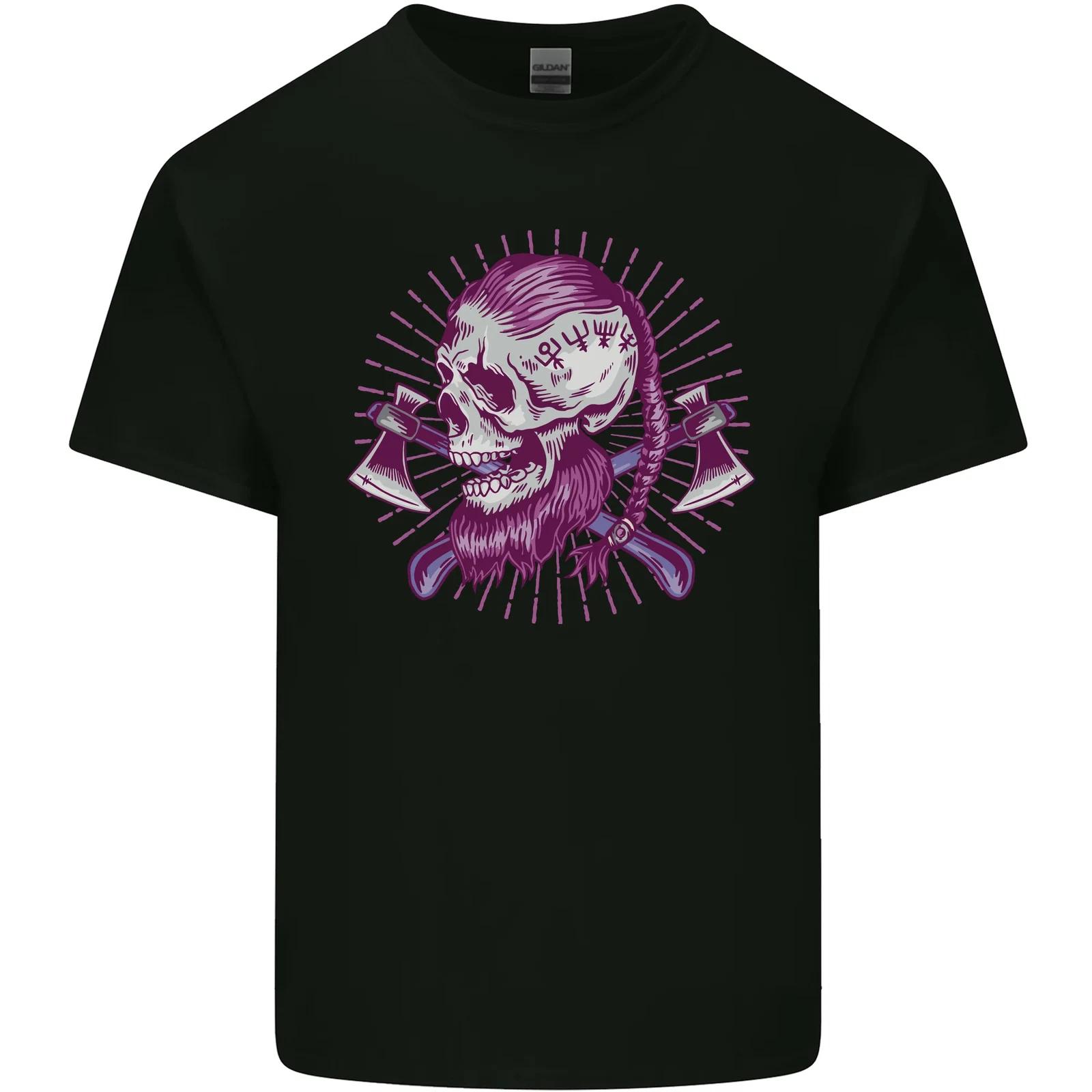 Viking Axe Skull Kids T-Shirt Childrens M