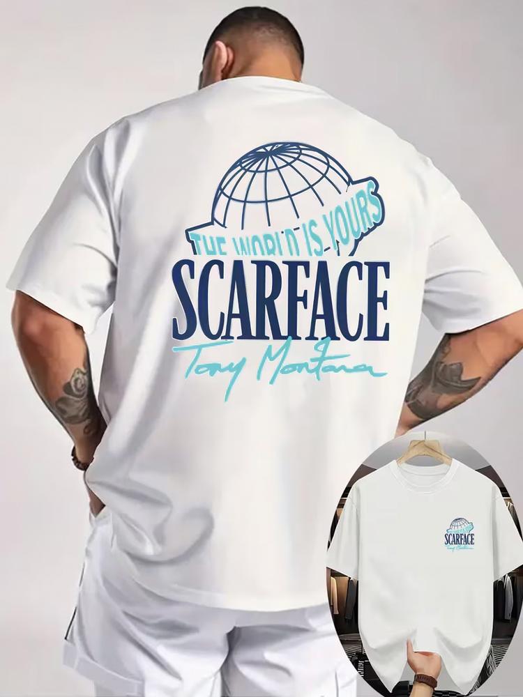 Unisexs Scarface Tony Montana TShirt Bold Print Crew Neck Streetwear Summer Tee S