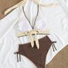 2026 New Halter Neck Bikini, Special Fabric Lace Trim Women Split Sexy Beach Swimwear
