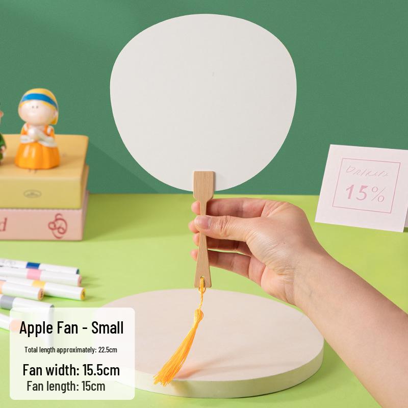 Children's DIY Ancient Style Hand-Painted Round Fan Kit with Thickened Xuan Paper for Crafts & Coloring