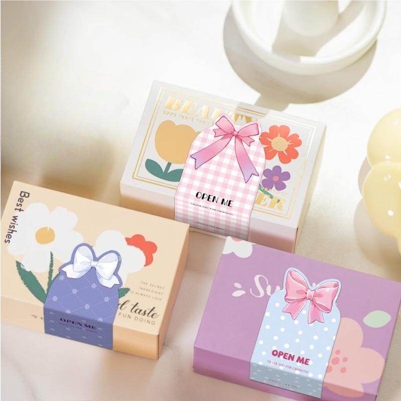 50Sheets/Bag Glossy Bow Sealing Stickers, "Open Me" English Text, Single-Use Paper Labels For Package Sealing, Gift Decoration,
