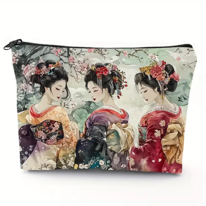 Cat, Strawberry Girl, Friendship Pattern, Travel Supplies Bag, Waterproof Polyester Zipper Bag, Cosmetics, Accessories
