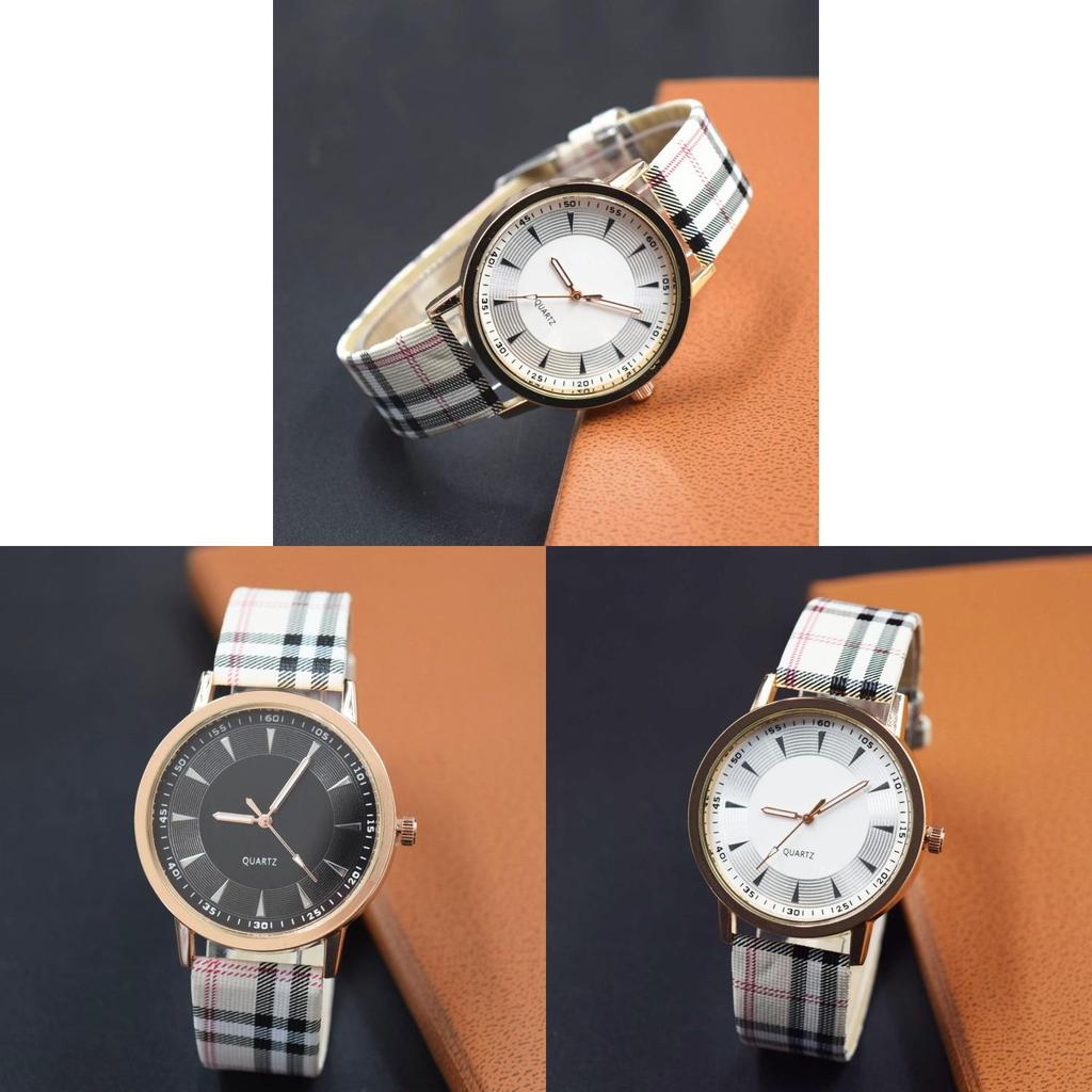 Fashion Plaid Student Watch With Quartz Movement For Casual Women